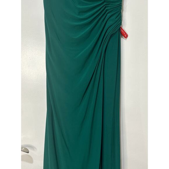 Ieena for Mac Duggal Asymmetrical Neckline Ruched Dress Emerald Size 8 NWT 26517 - Picture 7 of 15